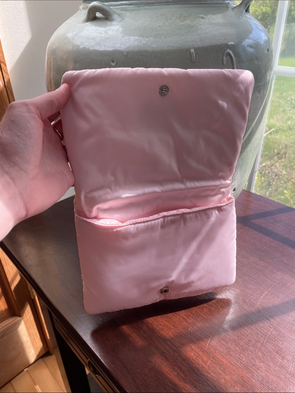 Dior Light Pink puffy Pouch with Silver CD Logo - Picture 2 of 7